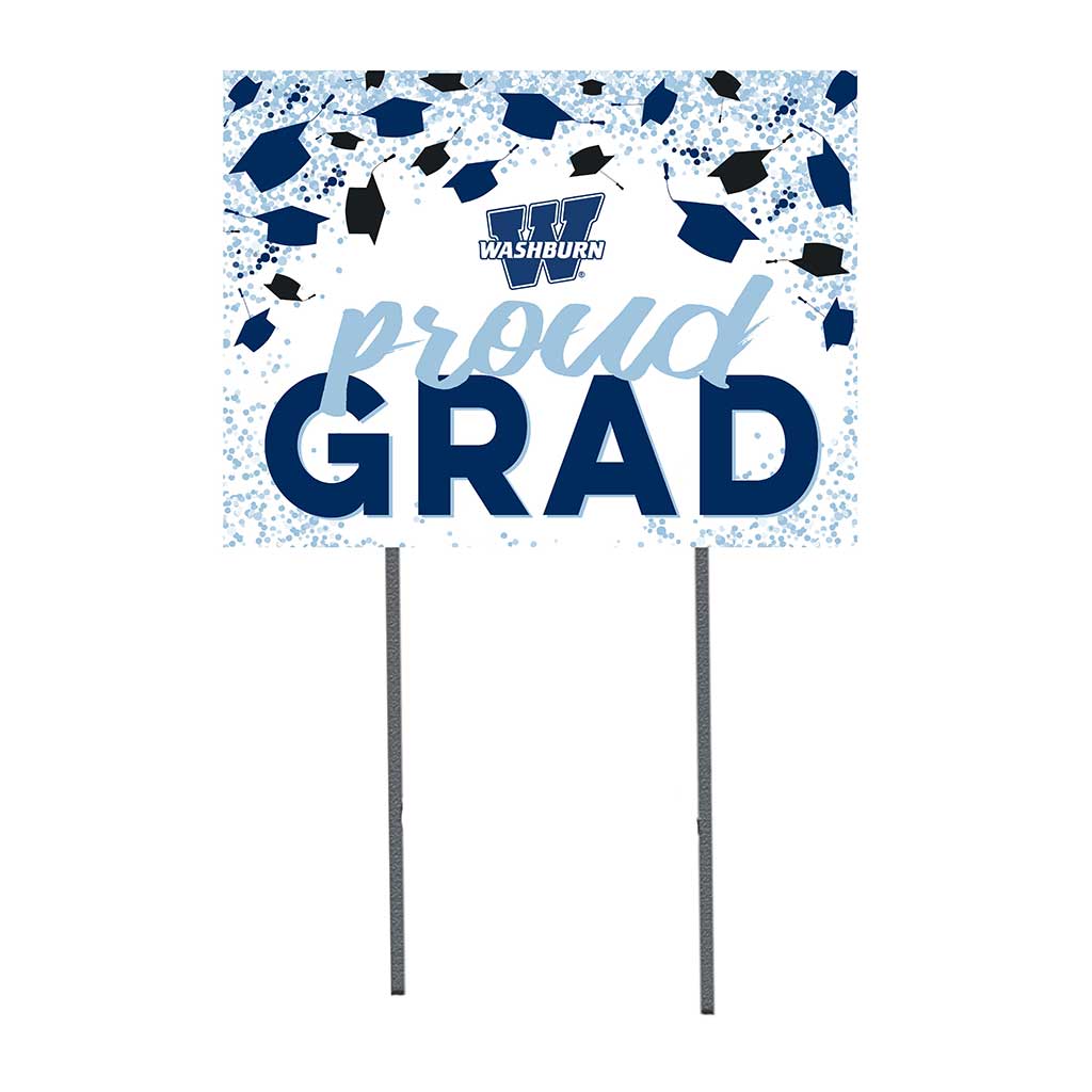 18x24 Lawn Sign Grad with Cap and Confetti Washburn Ichabods