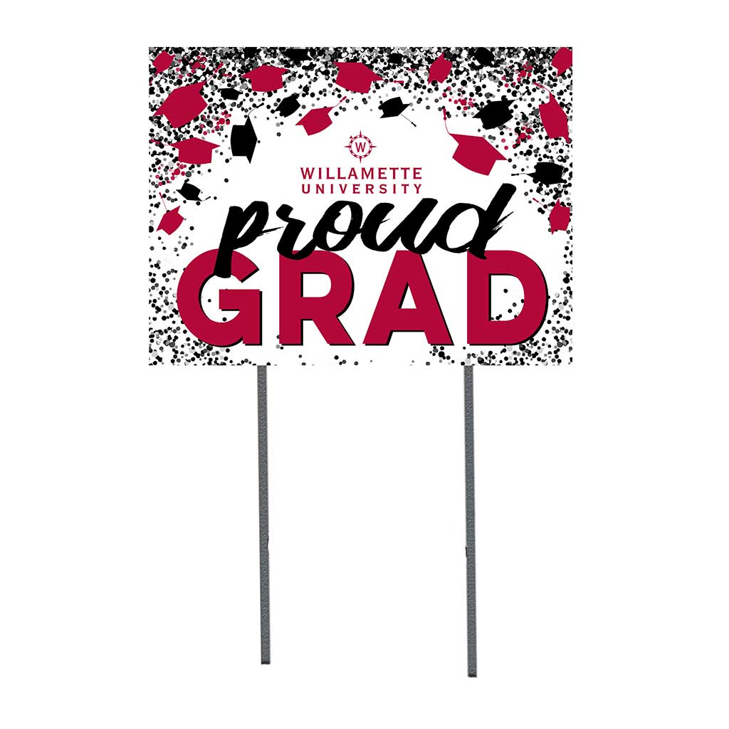 18x24 Lawn Sign Grad with Cap and Confetti Willamette Bearcats