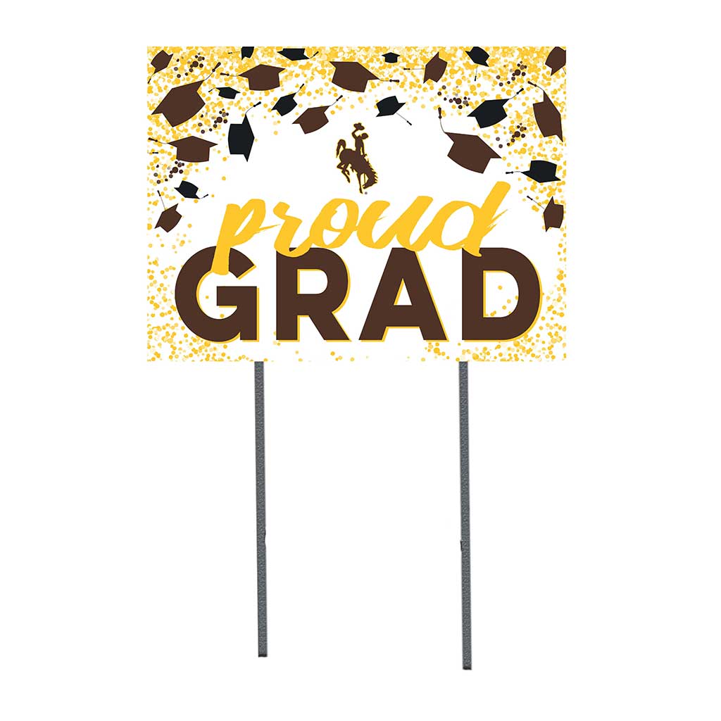 18x24 Lawn Sign Grad with Cap and Confetti Wyoming Cowboys