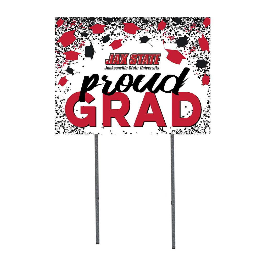 18x24 Lawn Sign Grad with Cap and Confetti Jacksonville State Gamecocks