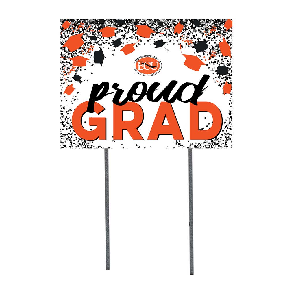 18x24 Lawn Sign Grad with Cap and Confetti East Central University Tigers
