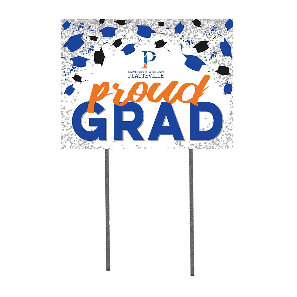 18x24 Lawn Sign Grad with Cap and Confetti Wisconsin - Platteville PIONEERS