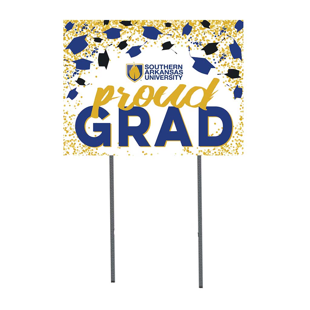 18x24 Lawn Sign Grad with Cap and Confetti Southern Arkansas MULERIDERS