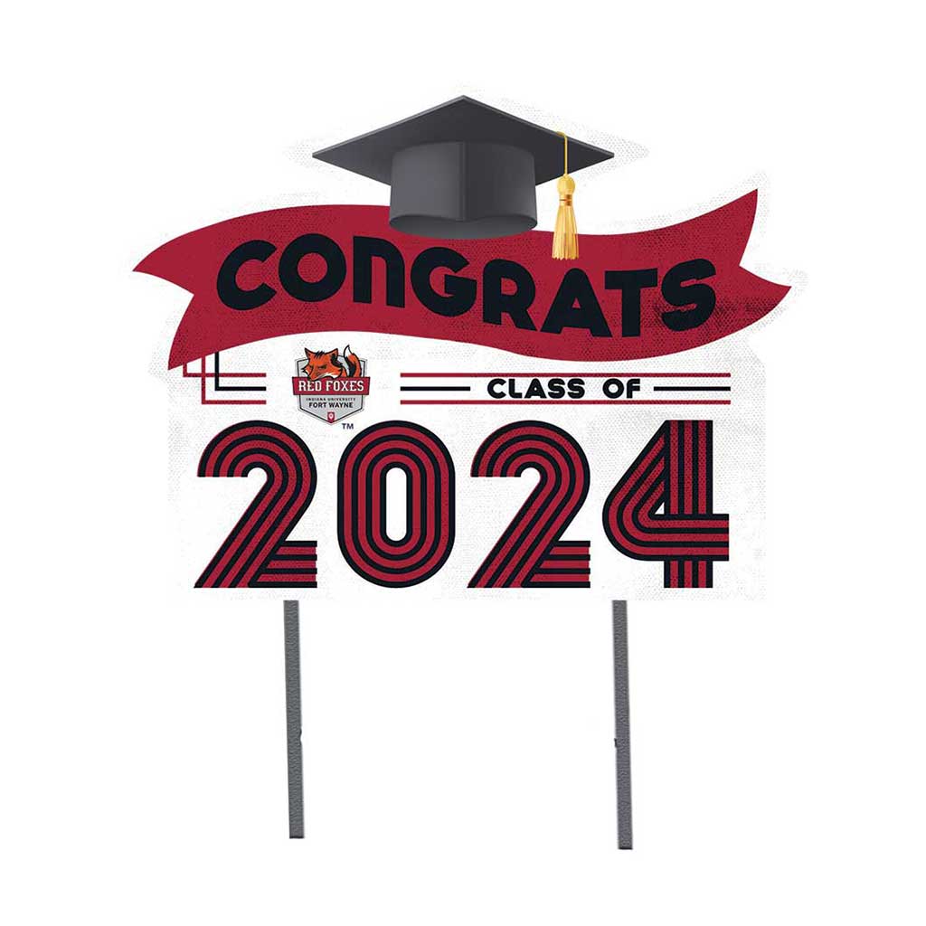 18x24 Congrats Graduation Lawn Sign Indiana University Fort Wayne Red Foxes