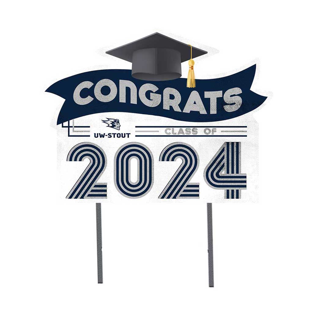 18x24 Congrats Graduation Lawn Sign University of Wisconsin Stout Blue Devils