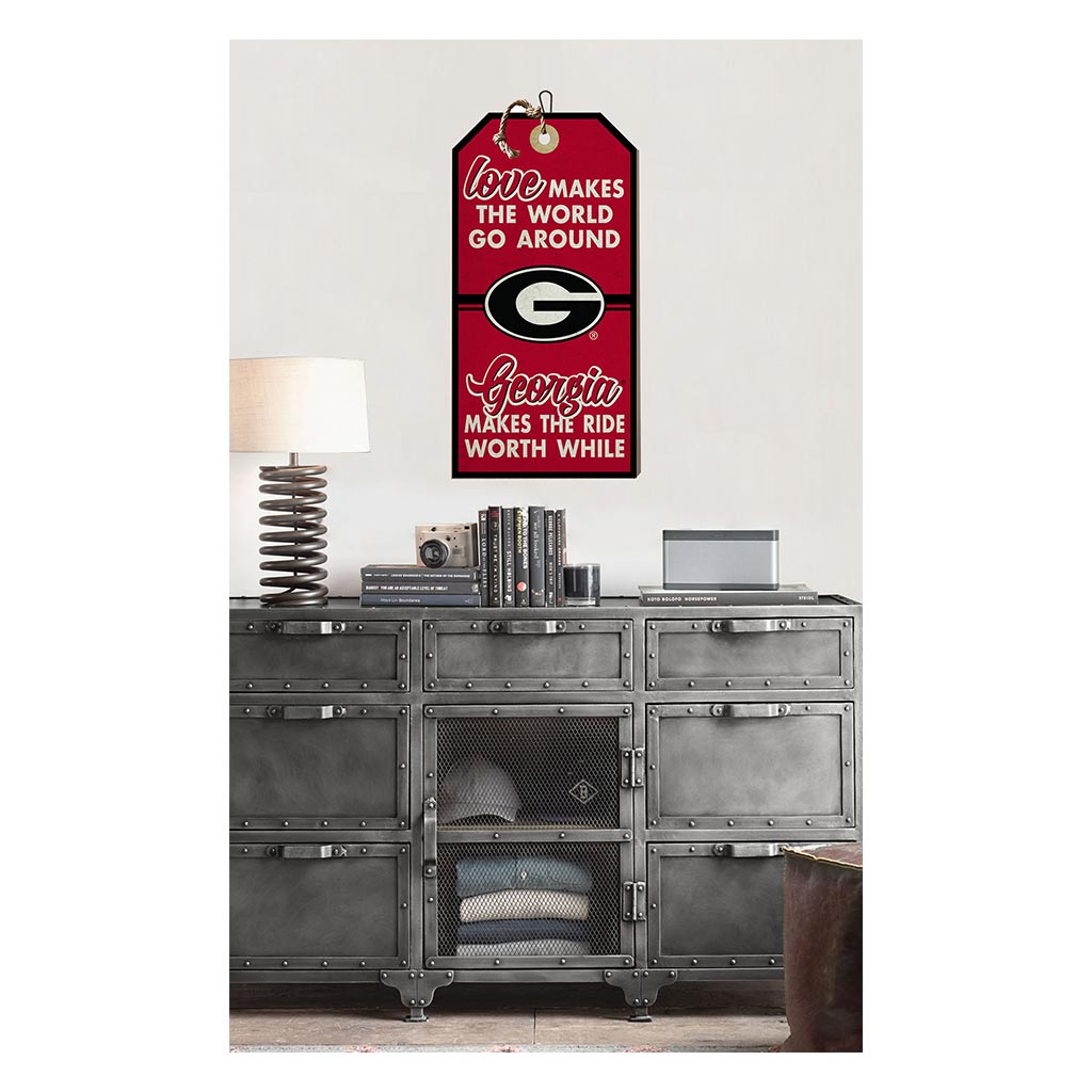 Hanging Tag Sign Love Makes the World Georgia Bulldogs