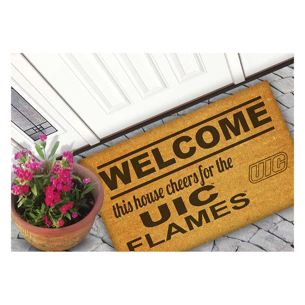 Team Coir Doormat Welcome Illinois Chicago Flames