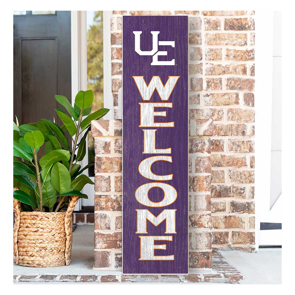 11x46 Leaning Sign Welcome Evansville Purple Aces