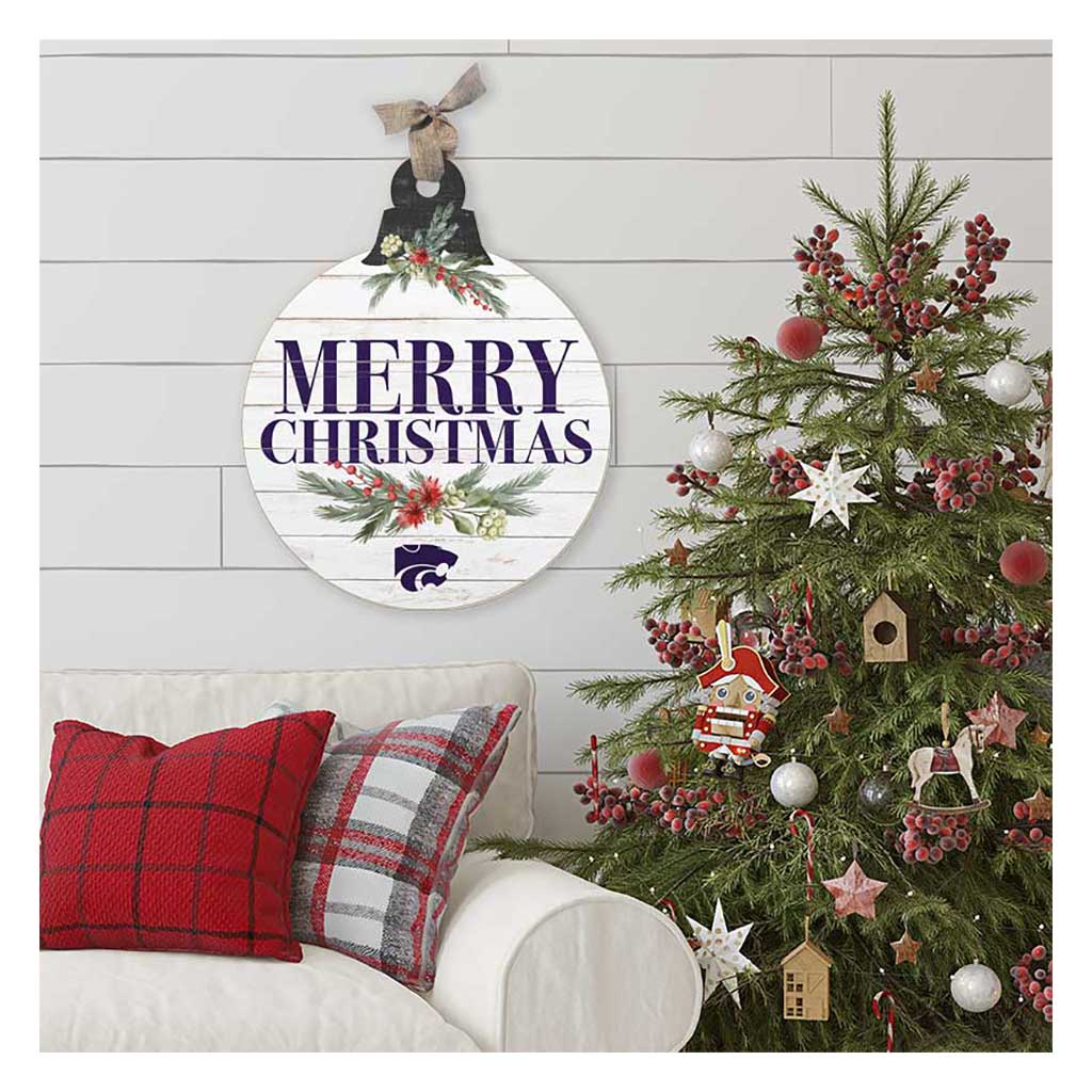 20 Inch Merry Christmas Ornament Sign Kansas State Wildcats