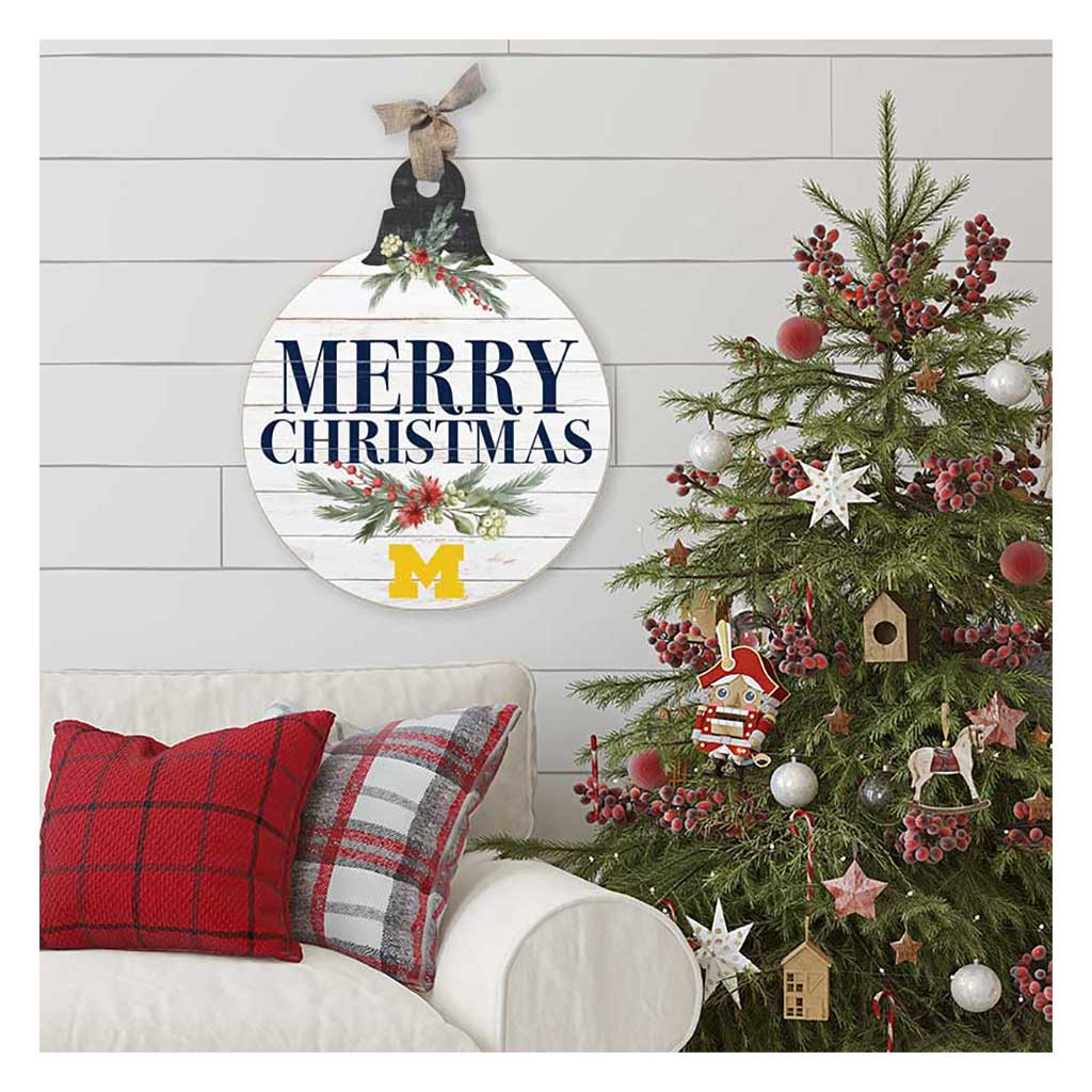 20 Inch Merry Christmas Ornament Sign Michigan Wolverines