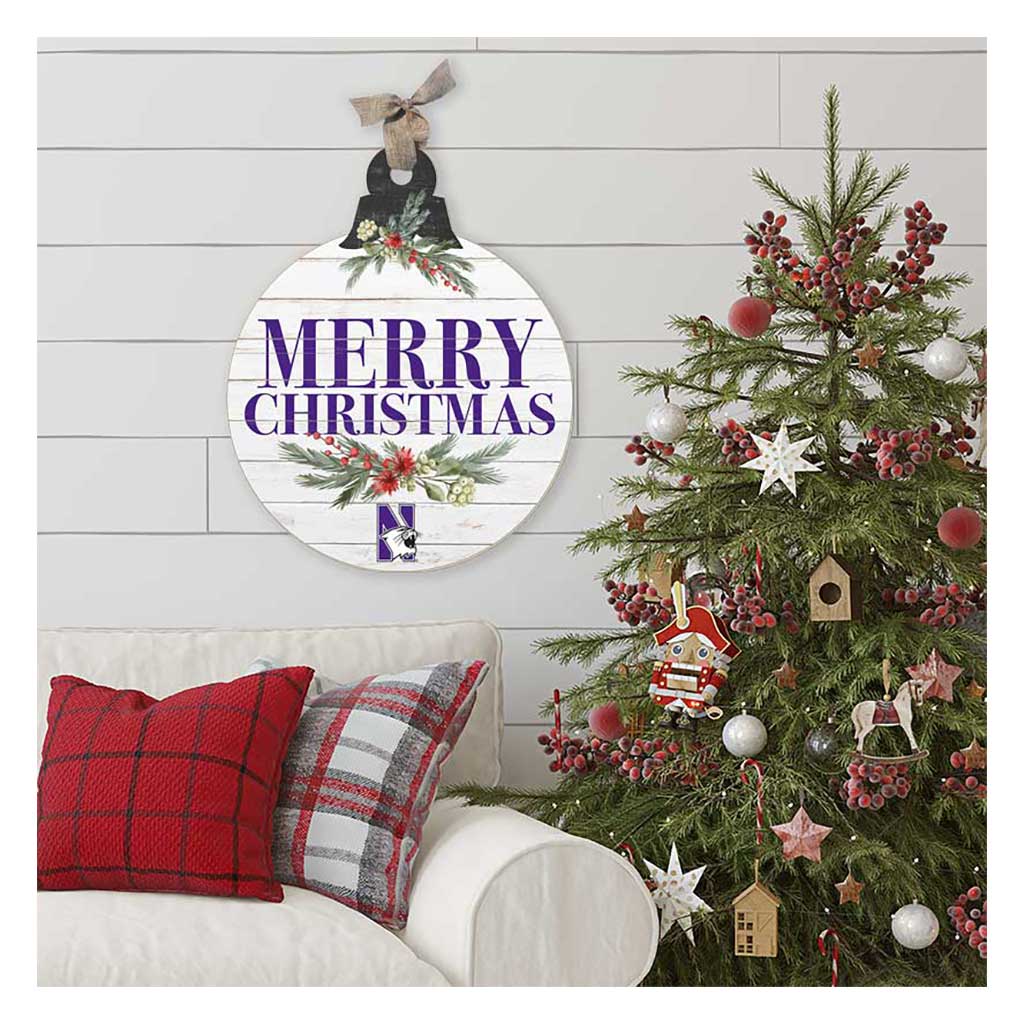 20 Inch Merry Christmas Ornament Sign Northwestern Wildcats