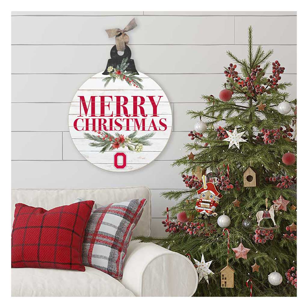 20 Inch Merry Christmas Ornament Sign Ohio State Buckeyes