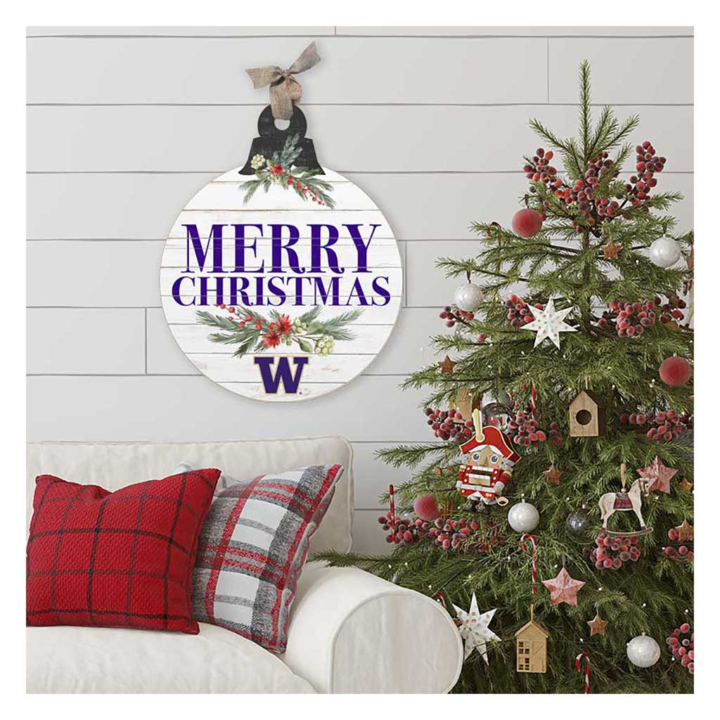 20 Inch Merry Christmas Ornament Sign Washington Huskies