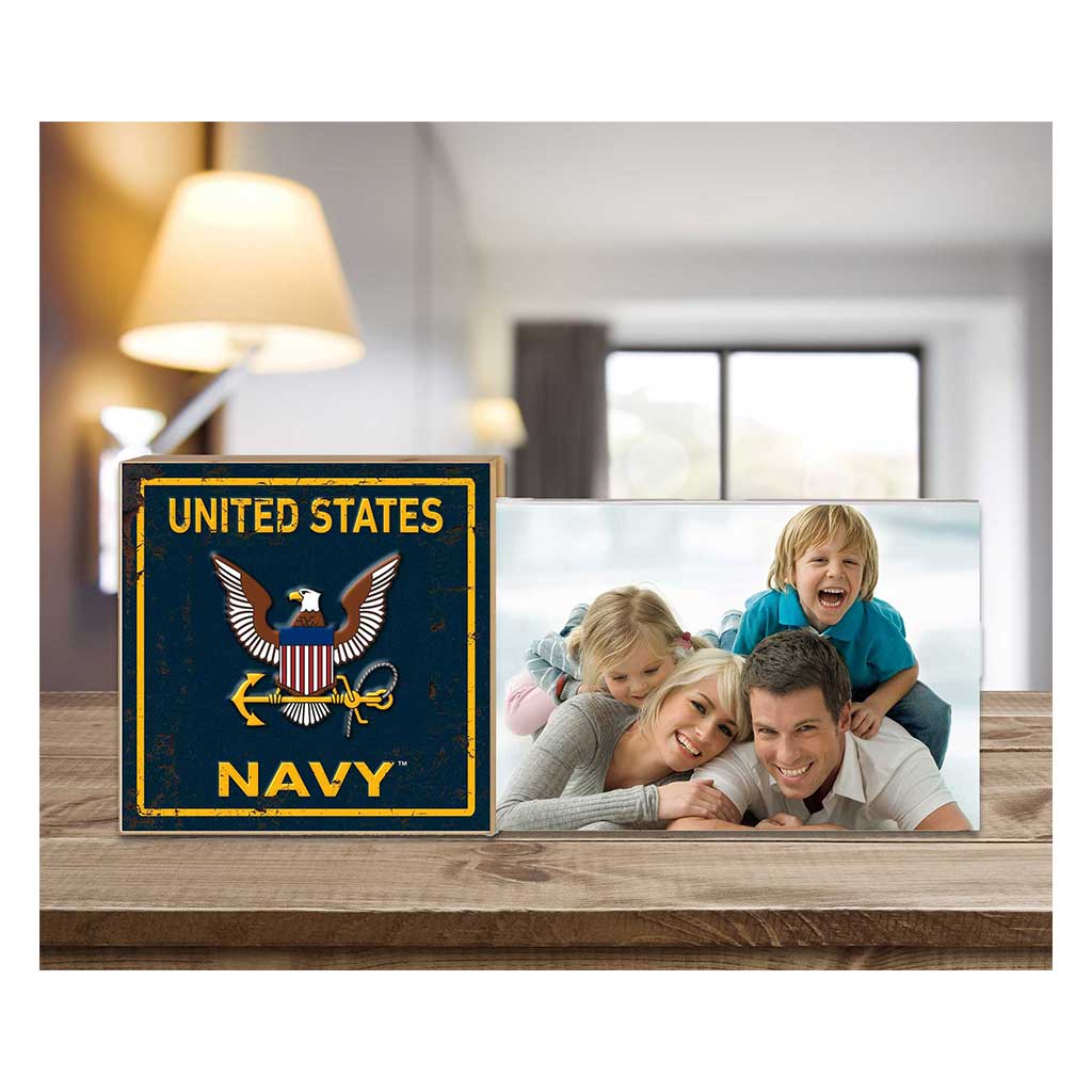 Floating Picture Frame Faux Rusted Military Navy