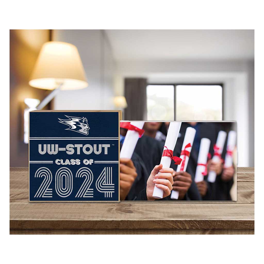 Floating Picture Frame Class of Grad University of Wisconsin Stout Blue Devils
