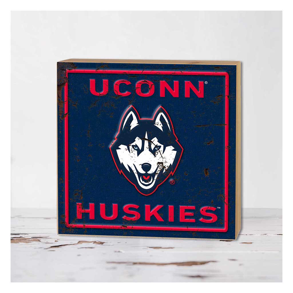 5x5 Block Faux Rusted Tin Connecticut Huskies