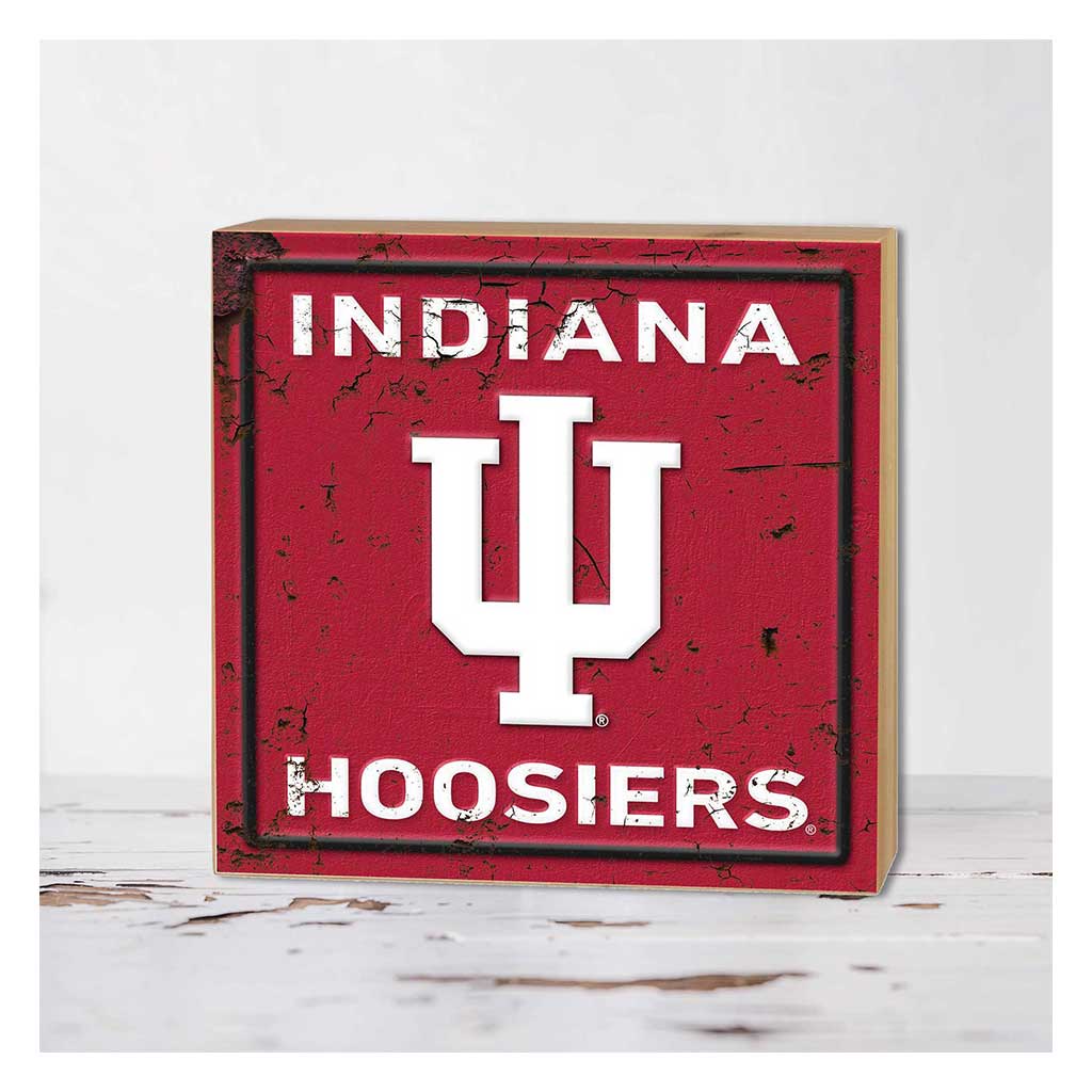 5x5 Block Faux Rusted Tin Indiana Hoosiers