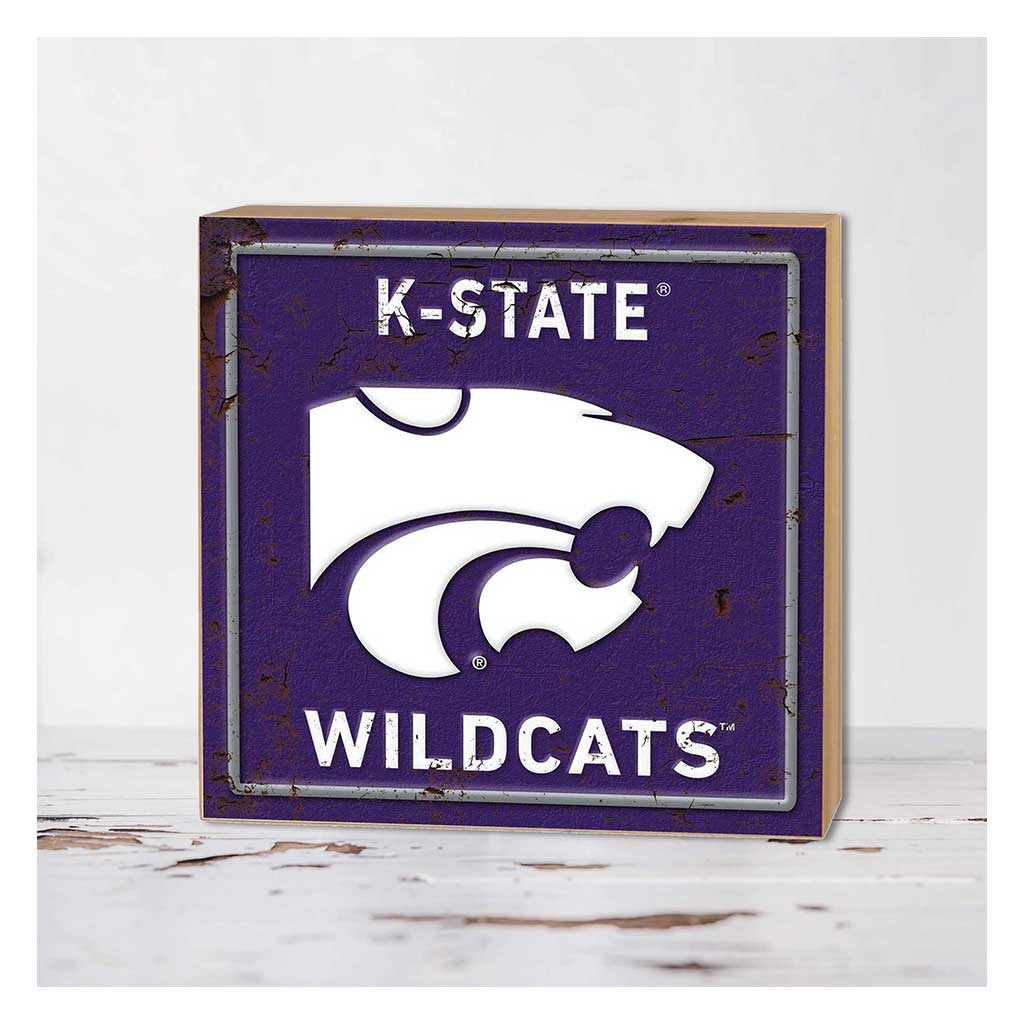 5x5 Block Faux Rusted Tin Kansas State Wildcats