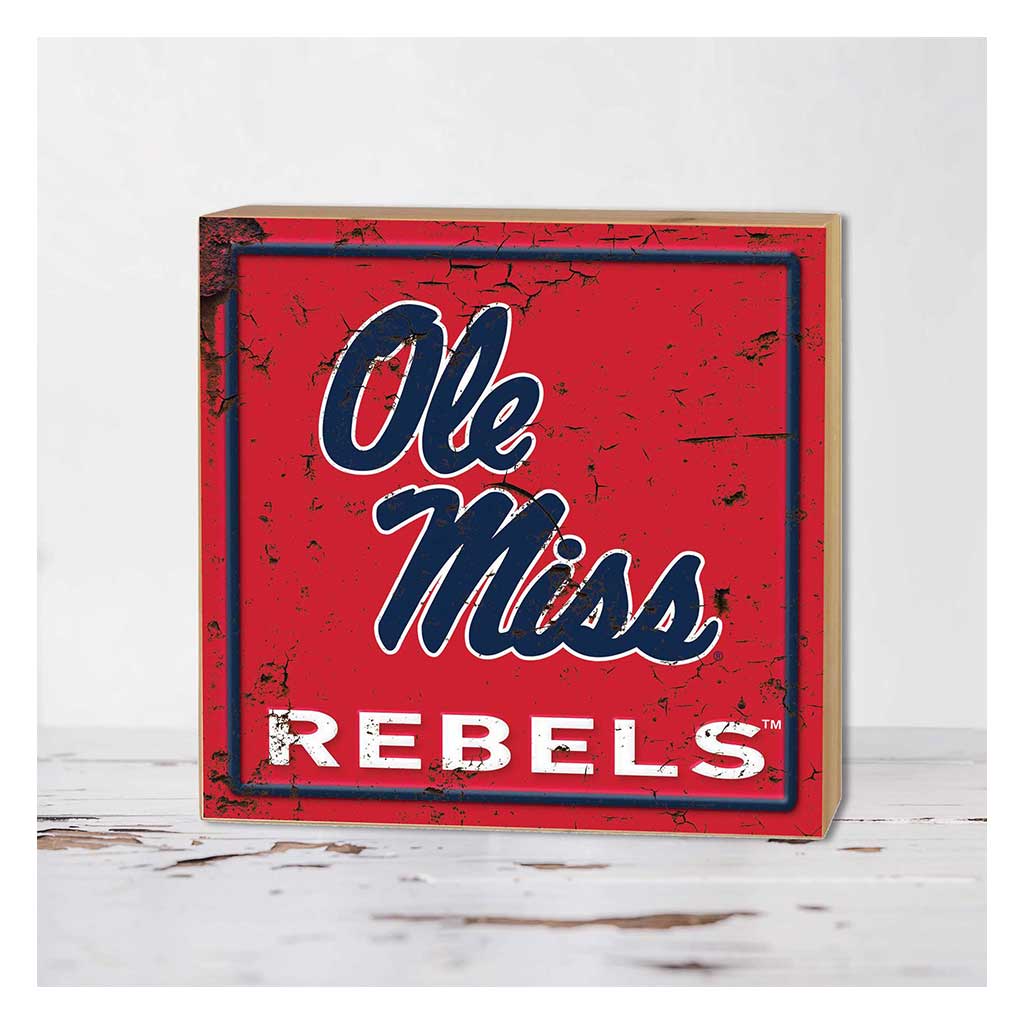 5x5 Block Faux Rusted Tin Mississippi Rebels