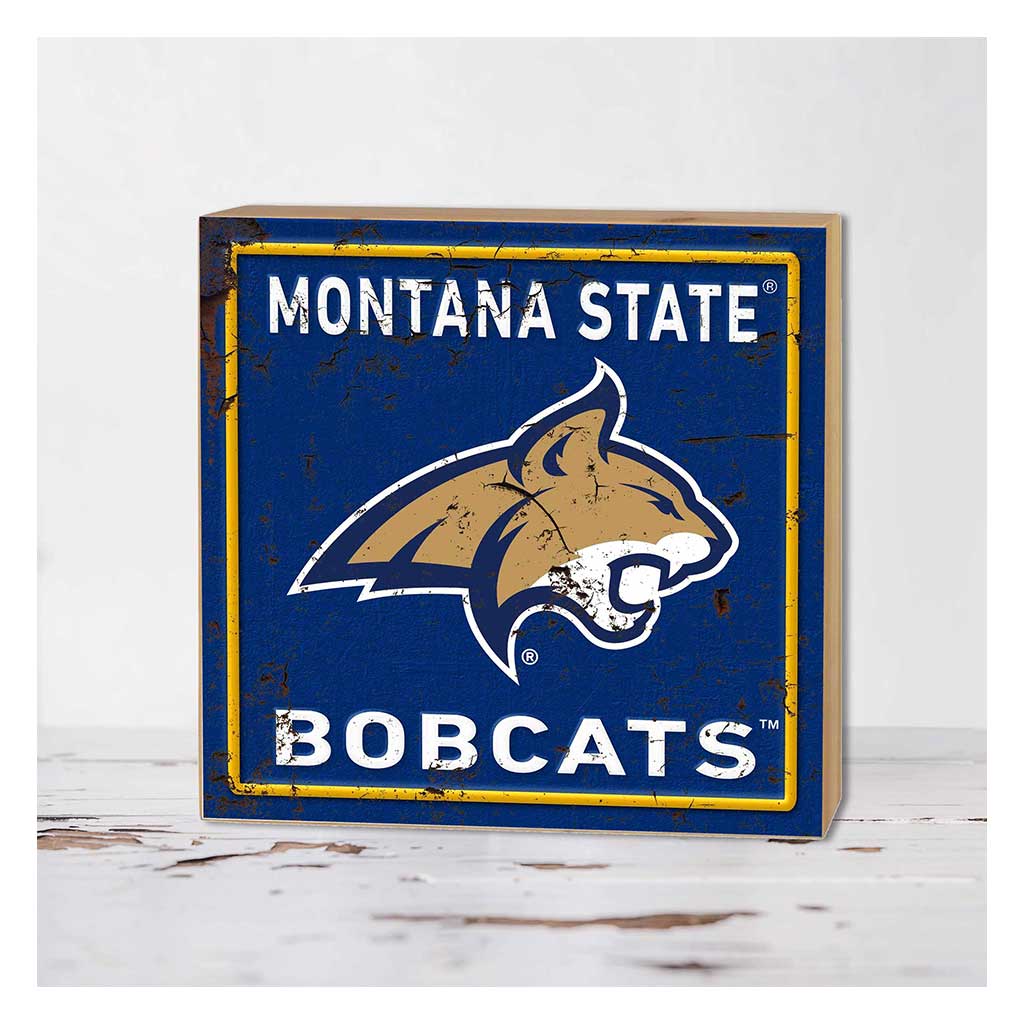 5x5 Block Faux Rusted Tin Montana State Fighting Bobcats