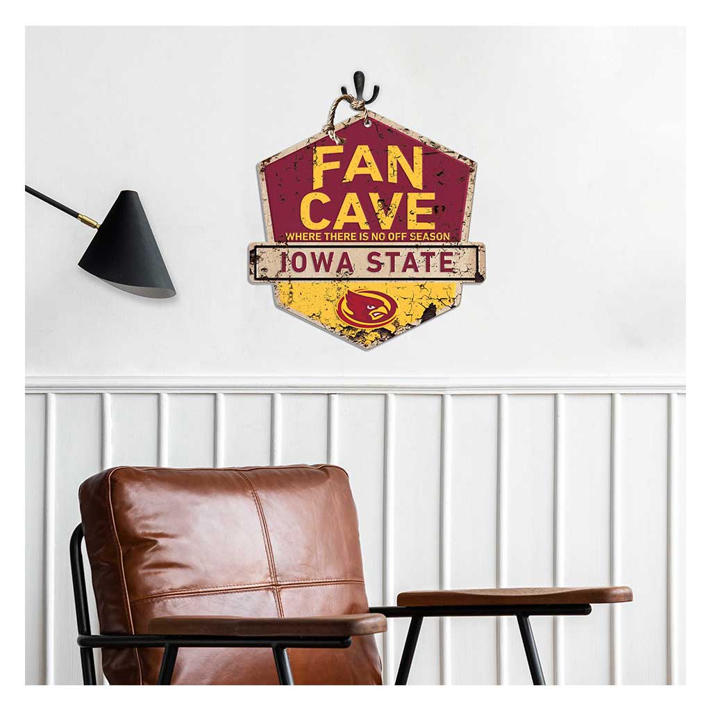 Rustic Badge Fan Cave Sign Iowa State Cyclones