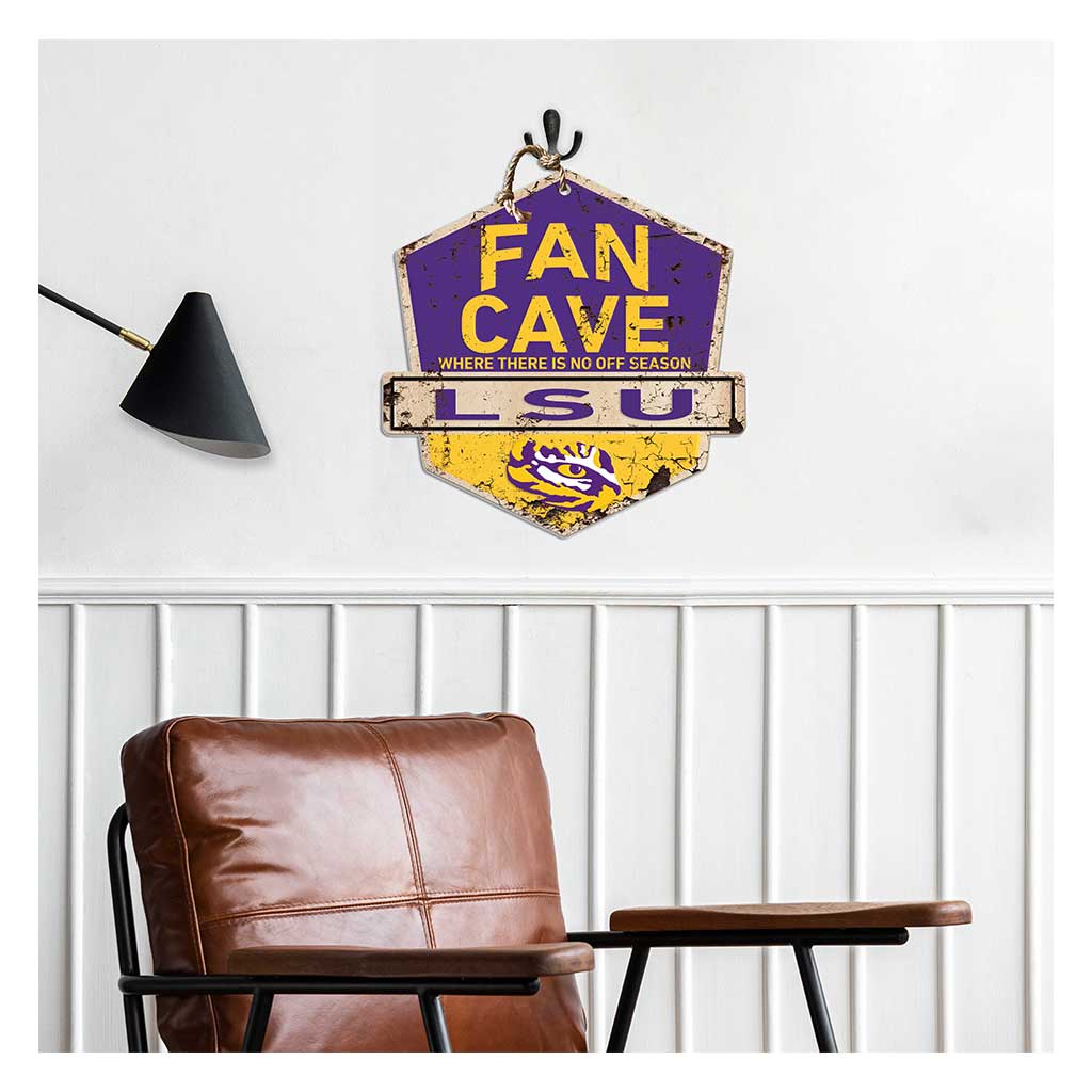 Rustic Badge Fan Cave Sign LSU Fighting Tigers