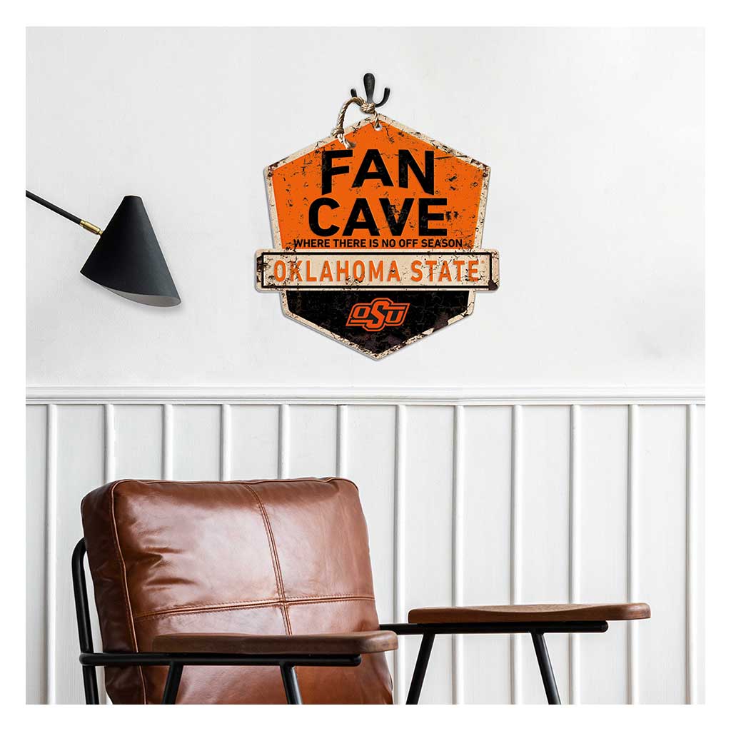 Rustic Badge Fan Cave Sign Oklahoma State Cowboys