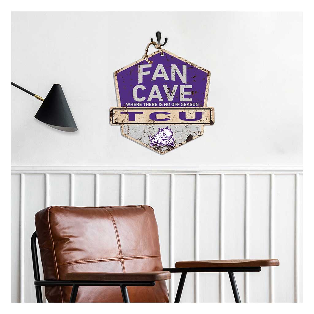 Rustic Badge Fan Cave Sign Texas Christian Horned Frogs