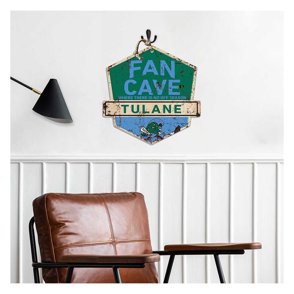Rustic Badge Fan Cave Sign Tulane Green Wave
