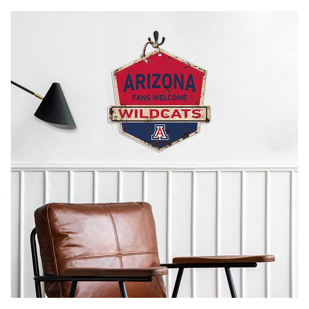 Rustic Badge Fans Welcome Sign Arizona Wildcats