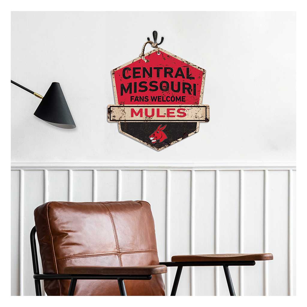 Rustic Badge Fans Welcome Sign Central Missouri Mules