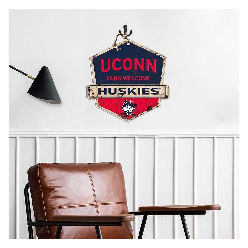 Rustic Badge Fans Welcome Sign Connecticut Huskies