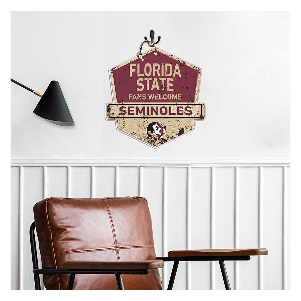 Rustic Badge Fans Welcome Sign Florida State Seminoles