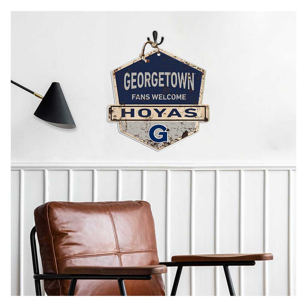 Rustic Badge Fans Welcome Sign Georgetown Hoyas