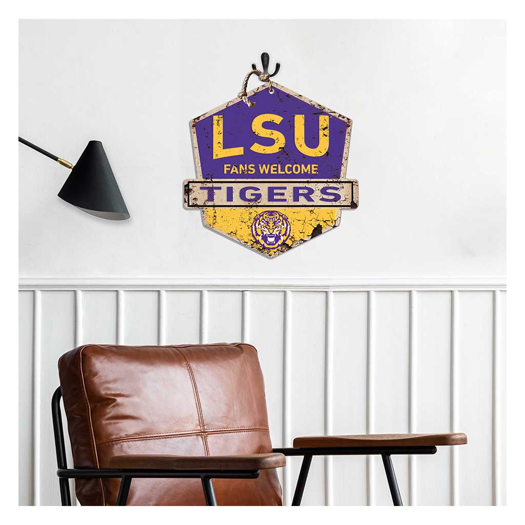 Rustic Badge Fans Welcome Sign LSU Fighting Tigers