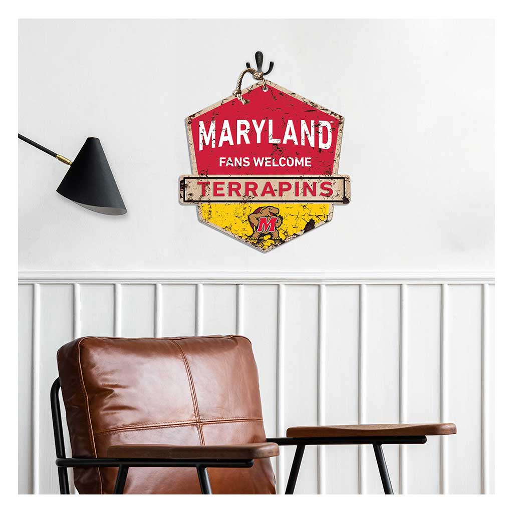 Rustic Badge Fans Welcome Sign Maryland Terrapins
