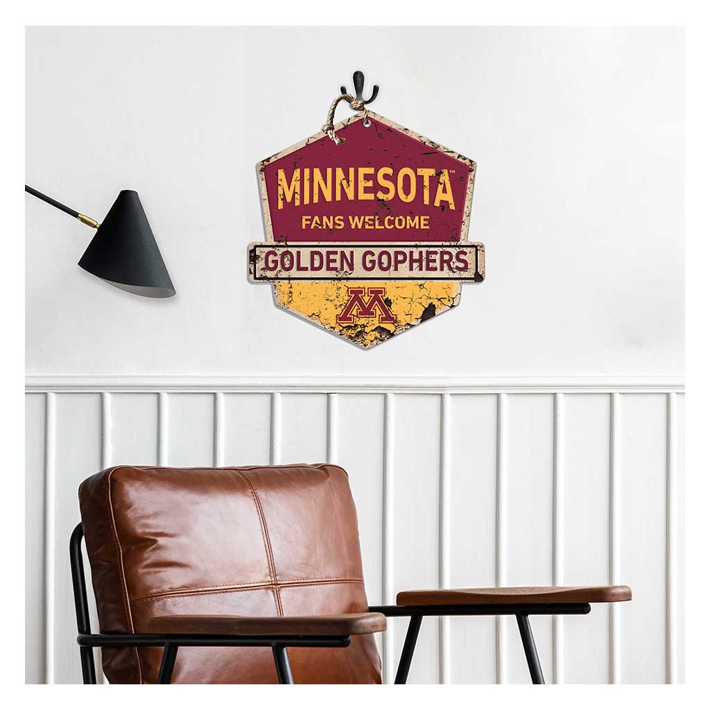 Rustic Badge Fans Welcome Sign Minnesota Golden Gophers