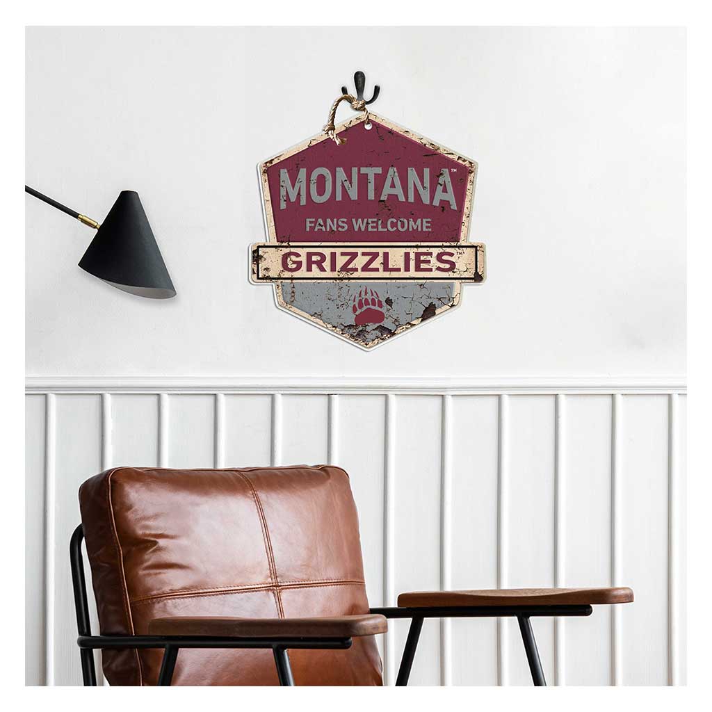 Rustic Badge Fans Welcome Sign Montana Grizzlies