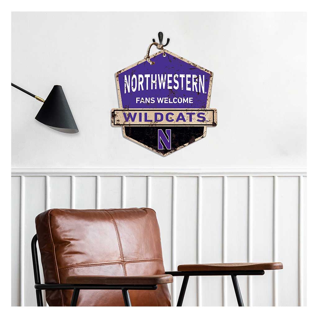 Rustic Badge Fans Welcome Sign Northwestern Wildcats