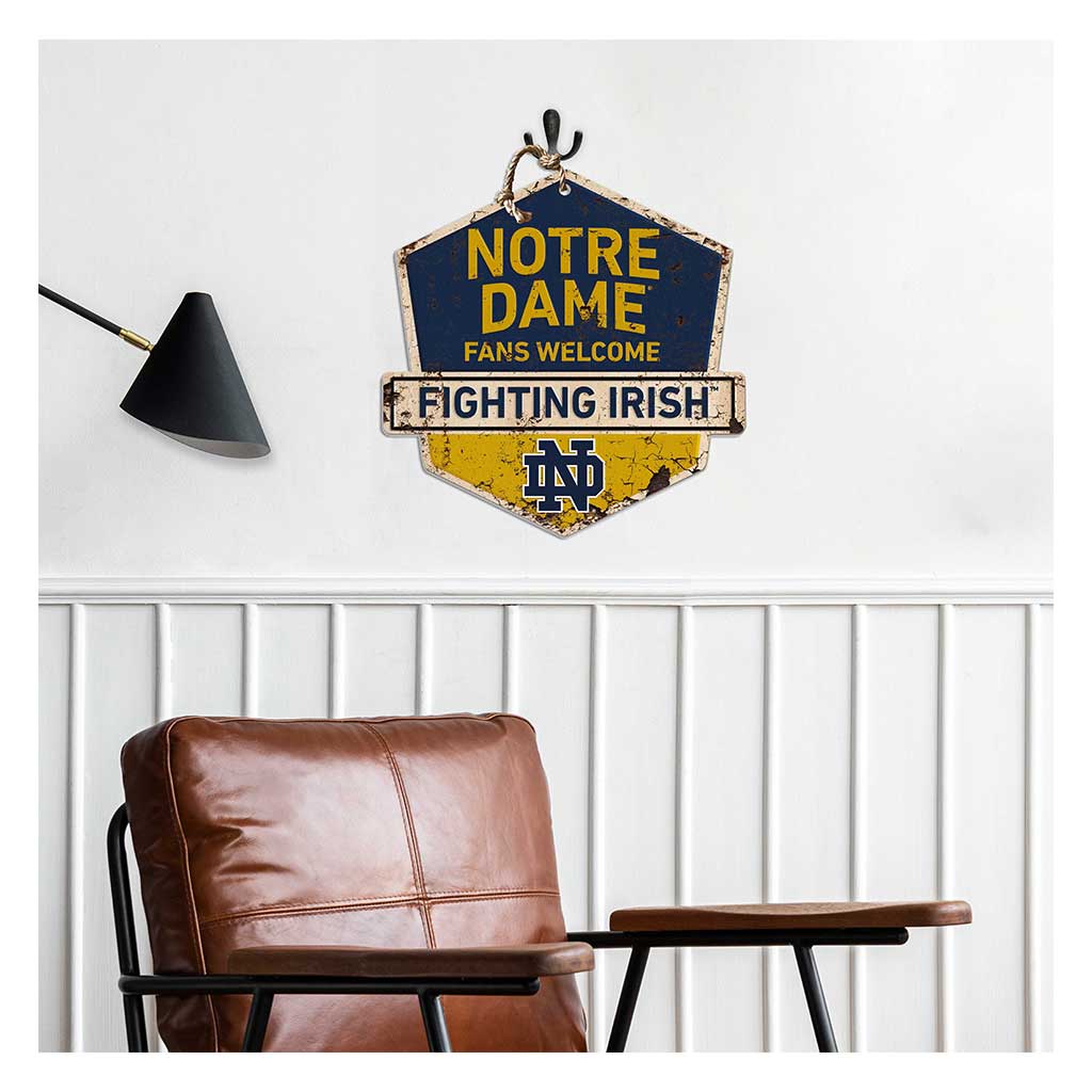 Rustic Badge Fans Welcome Sign Notre Dame Fighting Irish
