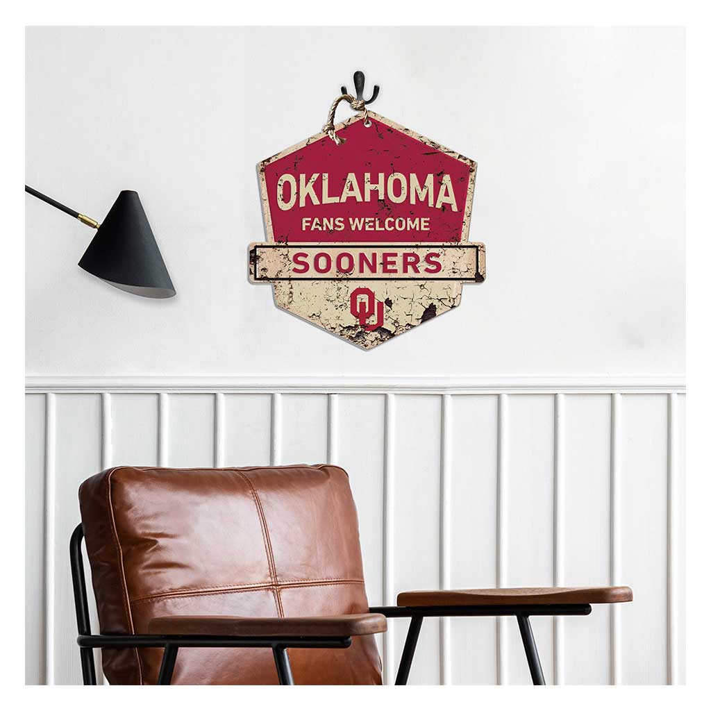Rustic Badge Fans Welcome Sign Oklahoma Sooners
