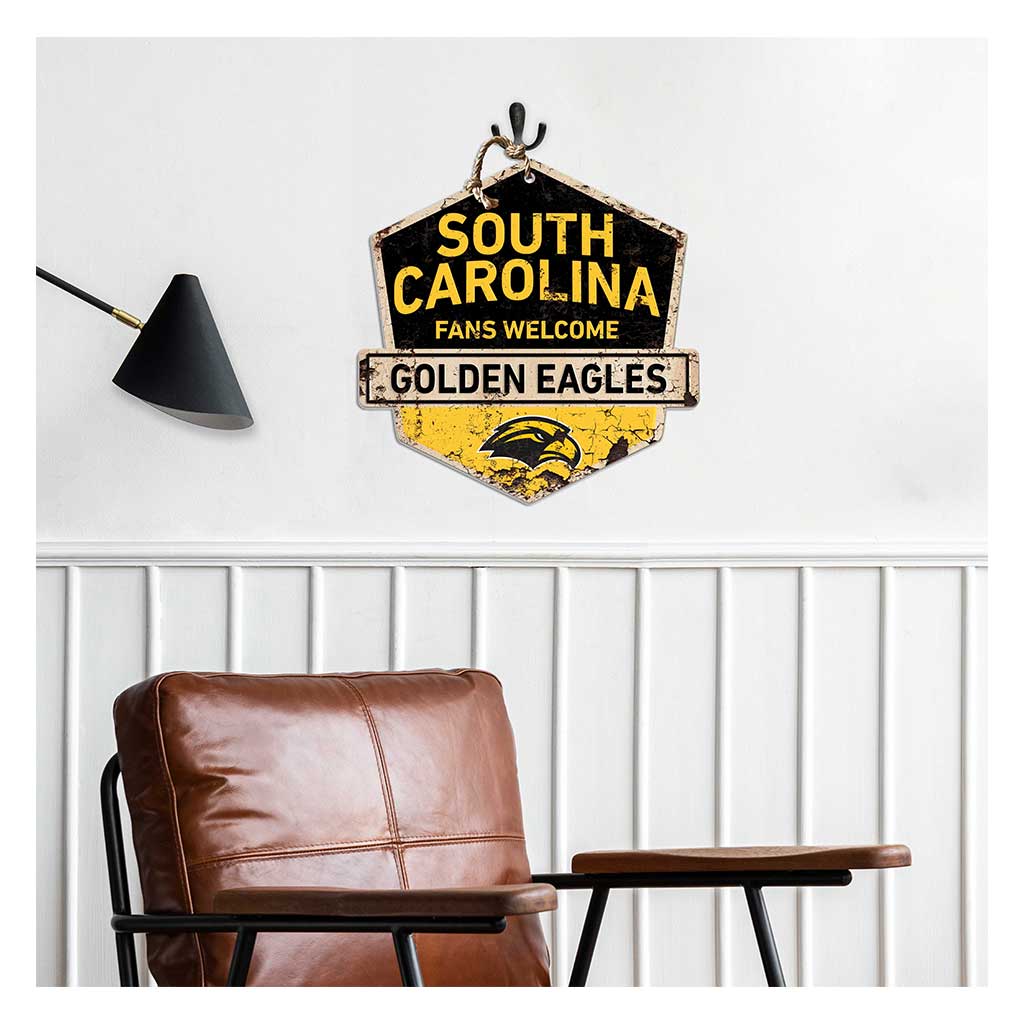 Rustic Badge Fans Welcome Sign Southern Mississippi Golden Eagles