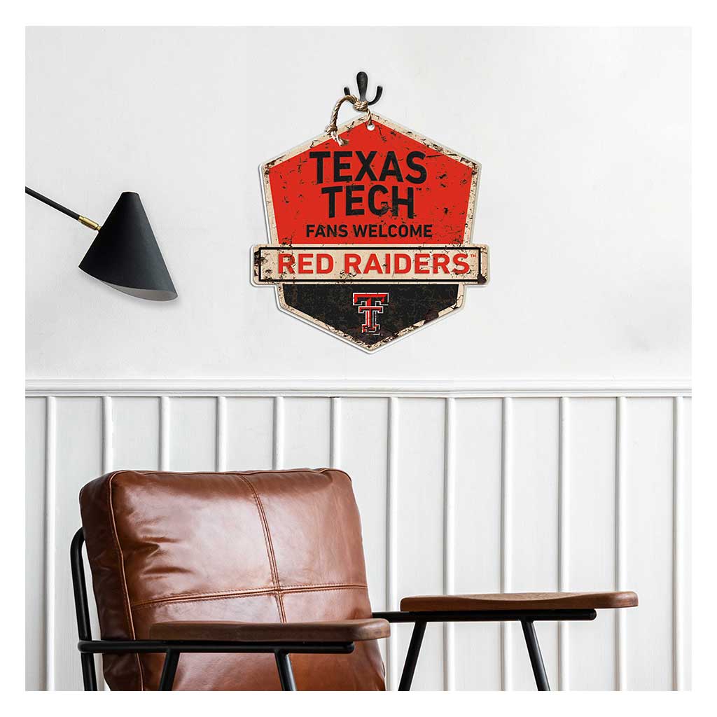 Rustic Badge Fans Welcome Sign Texas Tech Red Raiders