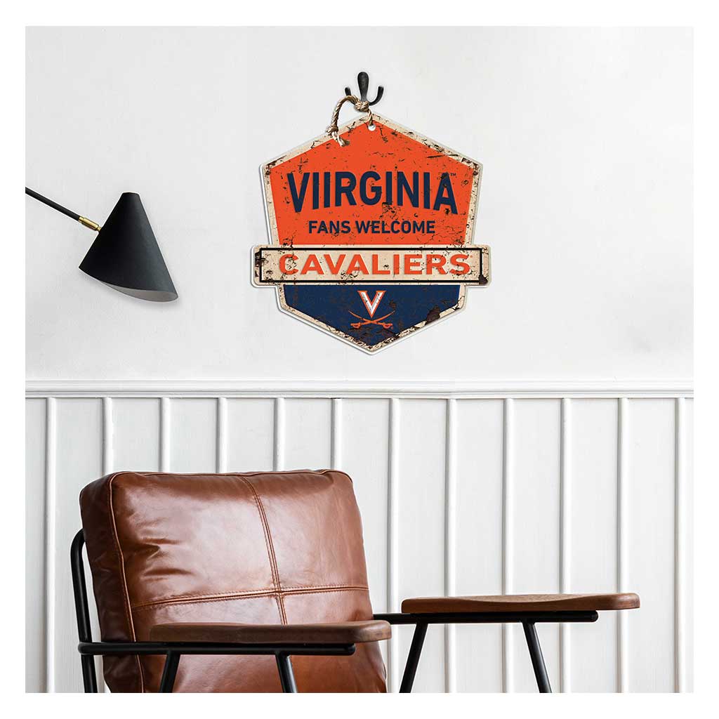 Rustic Badge Fans Welcome Sign Virginia Cavaliers