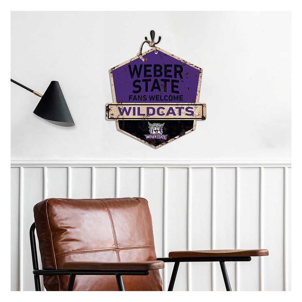 Rustic Badge Fans Welcome Sign Weber State Wildcats