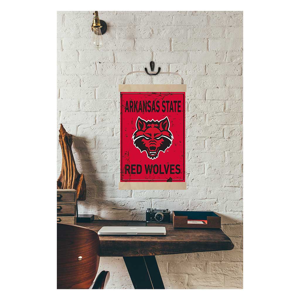 Reversible Banner Sign Faux Rusted Arkansas State Red Wolves