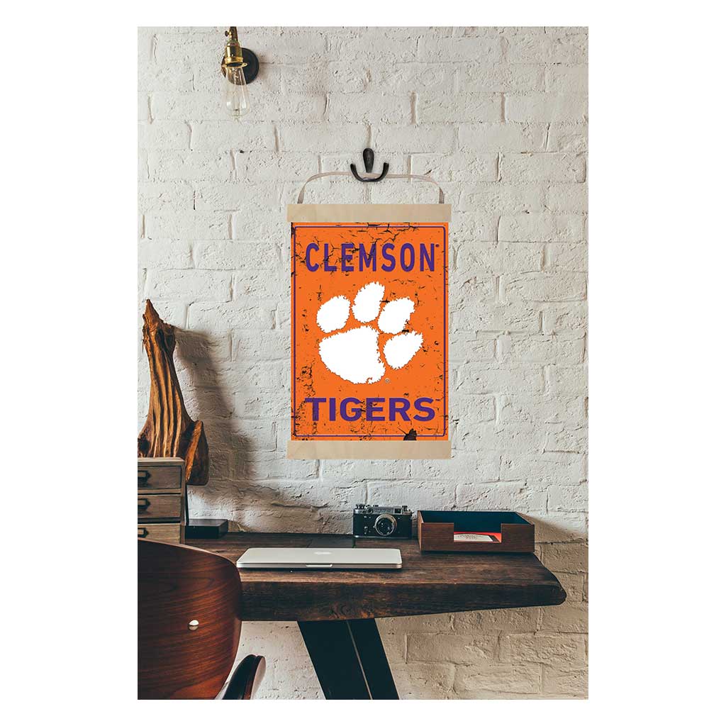 Reversible Banner Sign Faux Rusted Clemson Tigers