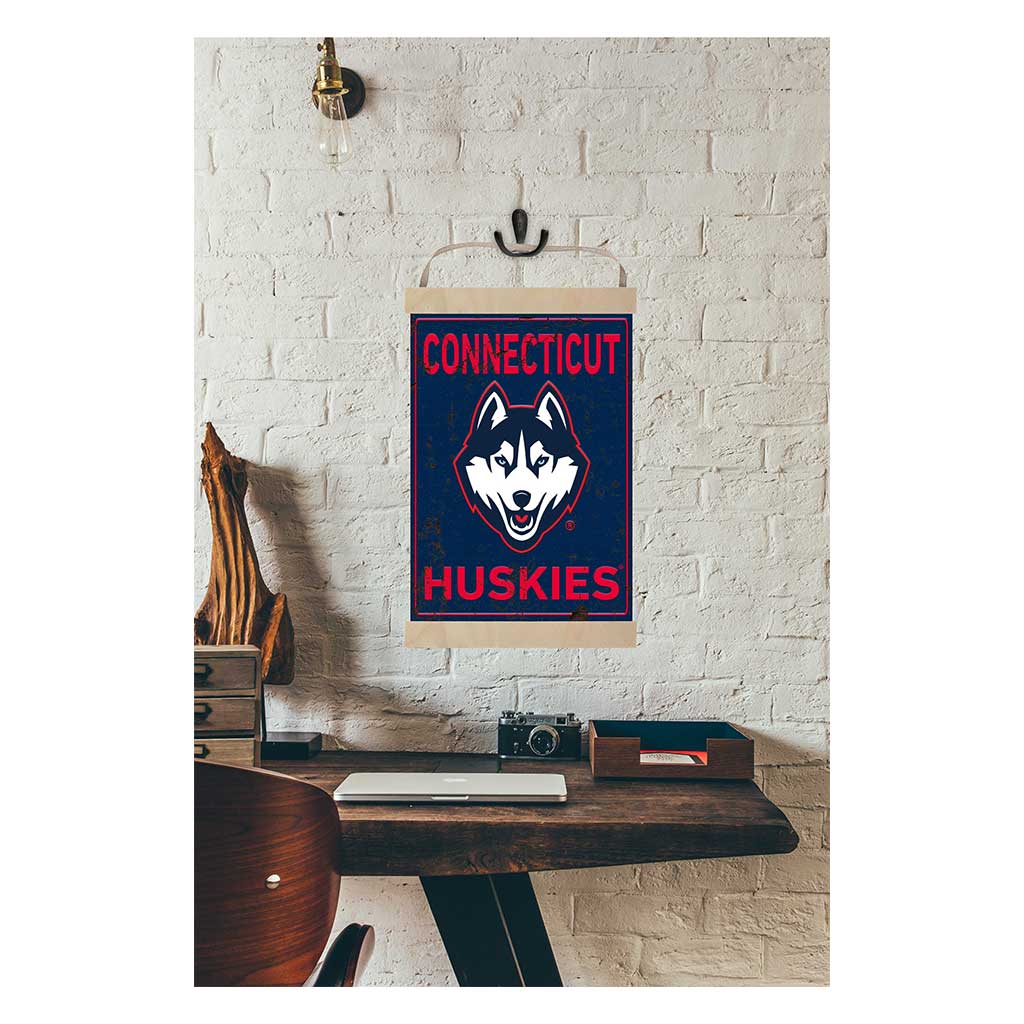 Reversible Banner Sign Faux Rusted Connecticut Huskies