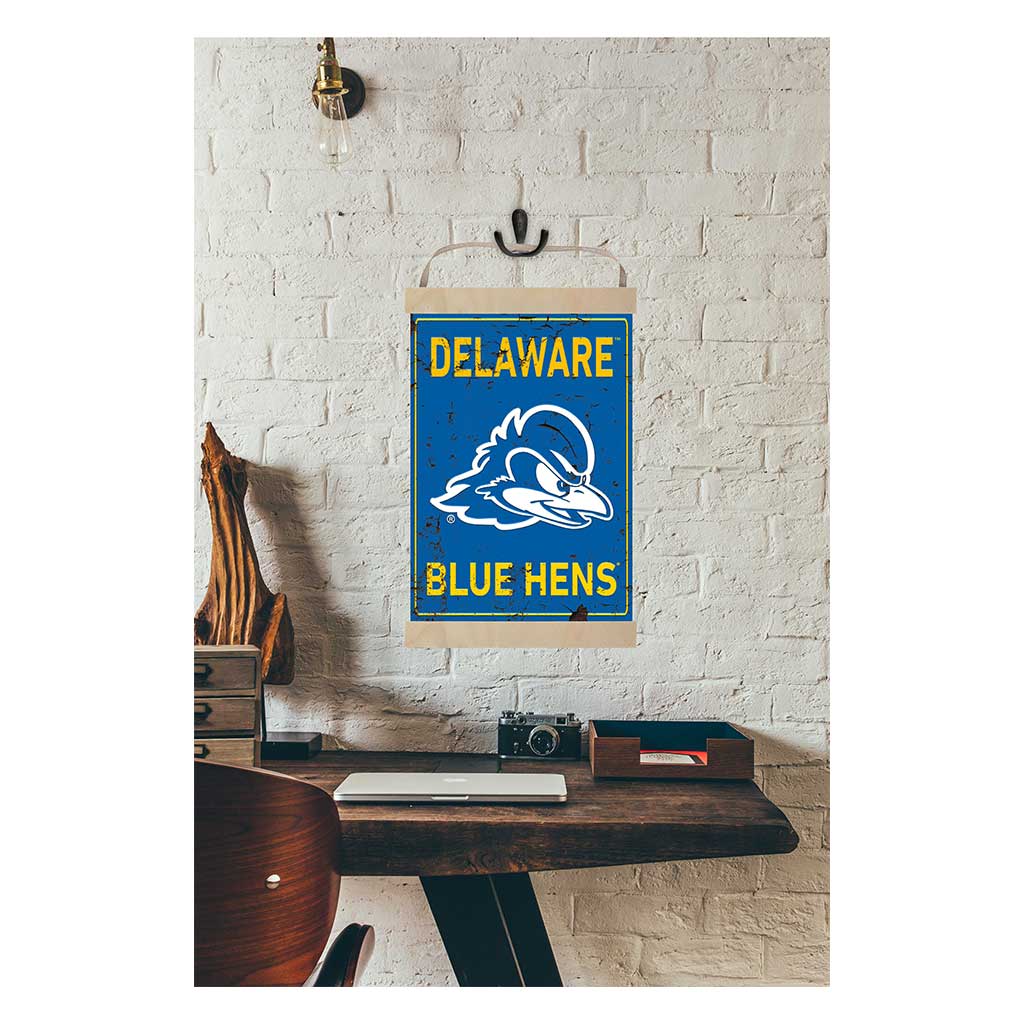 Reversible Banner Sign Faux Rusted Delaware Fightin Blue Hens