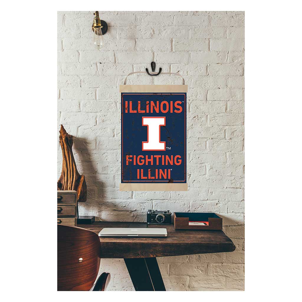 Reversible Banner Sign Faux Rusted Illinois Fighting Illini